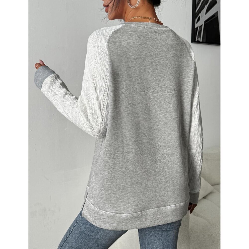Womens Long Sleeve Cable Knit Tunic Top Lightweight Polyester Fall Casual - Picture 4 of 5